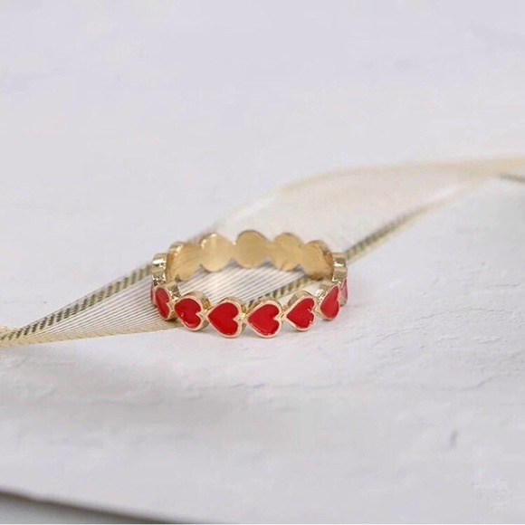 Heart Surround Stacking Gold Ring - Picture 1 of 6